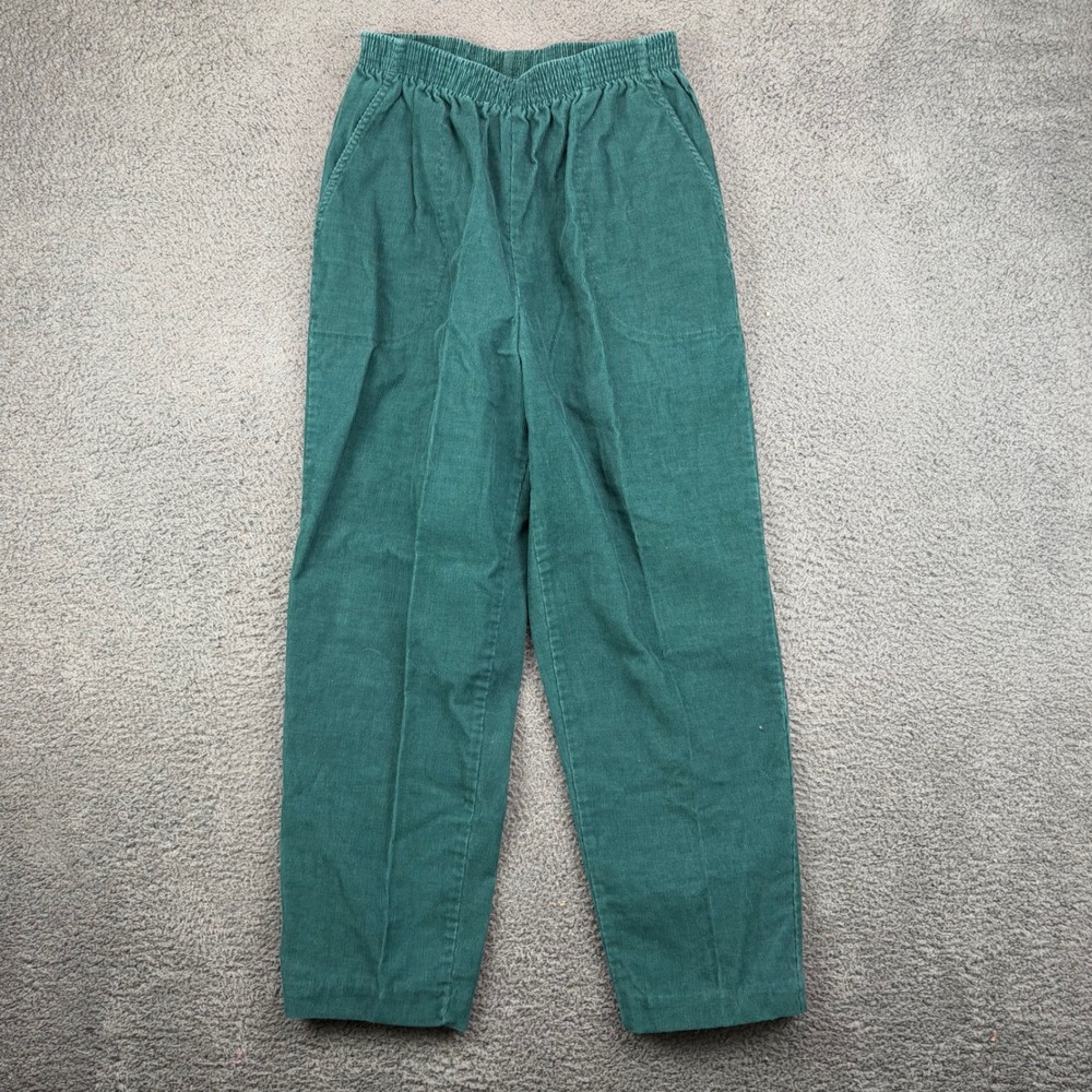 Vtg Bend Over Teal Corduroy Pants Women's Size 12 Average Elastic‎ Waist Casual